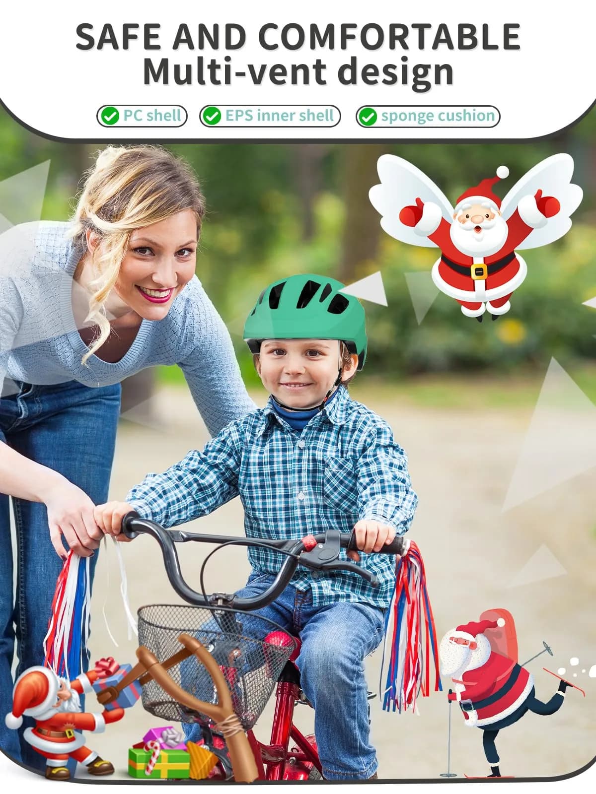 XJD Toddler Bike Helmet - Adjustable Multi-Sport Skateboard Helmet for Kids, Green, Small (52-56 cm) - view 4