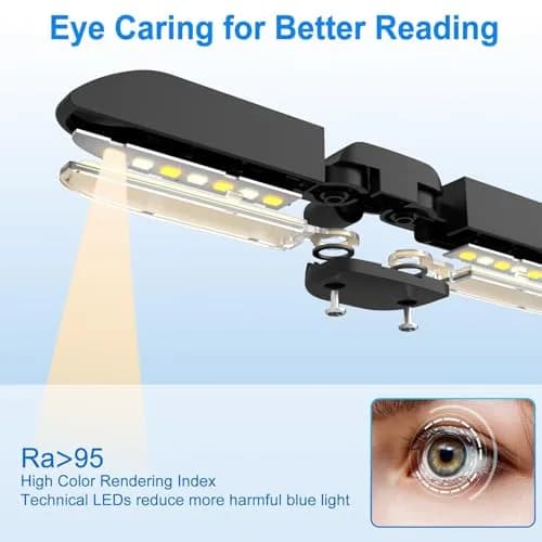 Vekkia 14 LED Rechargeable Book Light 10.1cm (4.0in) | 3 Color Modes, 3 Brightness Levels, Eye Care Lamp thumbnail 2