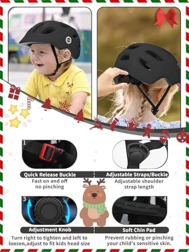 XJD Toddler Helmet Black X-Small | Adjustable Fit Dial for Kids & Toddlers, 46-51 cm thumbnail 4
