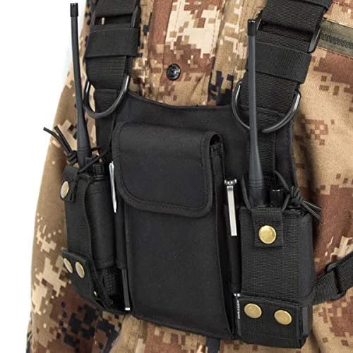 LUITON Radio Shoulder Holster Chest Harness Holder Vest Rig for Two Way Radio 0.318kg (0.70lb) | Adjustable, Durable Nylon, Fits Kenwood, Baofeng, Retevis thumbnail 4