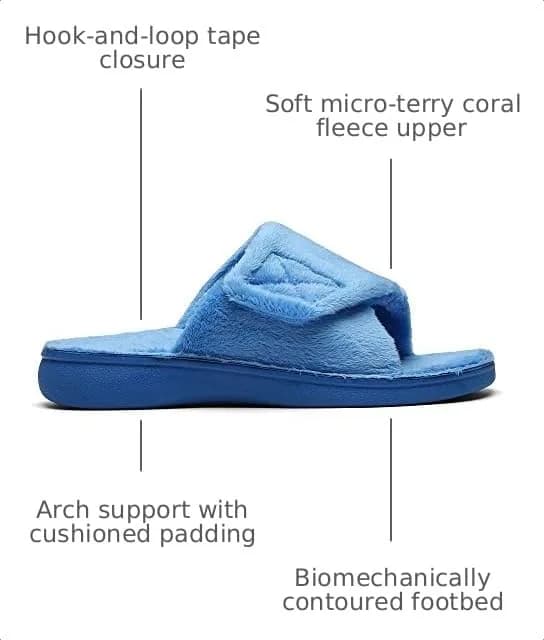SOLLBEAM Women's Plantar Fasciitis Fuzzy House Orthopedic Slippers with Arch Support (Size 6, Blue) thumbnail 3