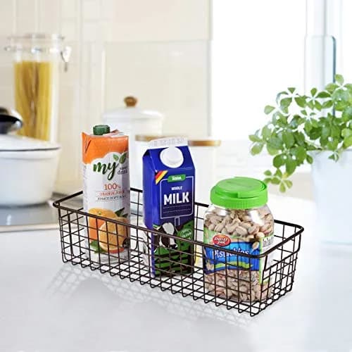 SheeChung Metal Storage Baskets 2 Pack | Modern Farmhouse Bathroom & Kitchen Organizer (Bronze, Large) thumbnail 5
