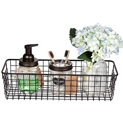 SheeChung Metal Storage Baskets 2 Pack | Modern Farmhouse Bathroom & Kitchen Organizer (Bronze, Large) thumbnail 8