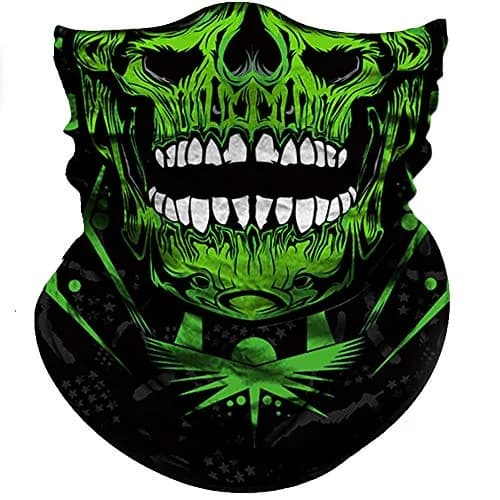 Obacle Skull Green Face Mask with White Teeth Open Mouth - Seamless 3D Tube Bandana for Men & Women - main product image