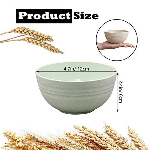 N/ A 4.7-inch Wheat Straw Bowl Set | Unbreakable Microwave & Dishwasher Safe (Small, BEIGE) thumbnail 4