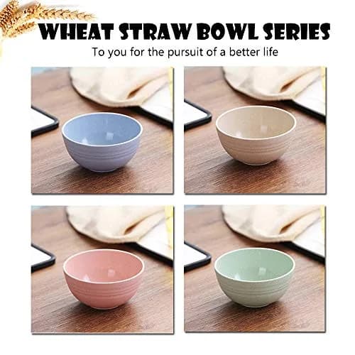 N/ A 4.7-inch Wheat Straw Bowl Set | Unbreakable Microwave & Dishwasher Safe (Small, BEIGE) thumbnail 2