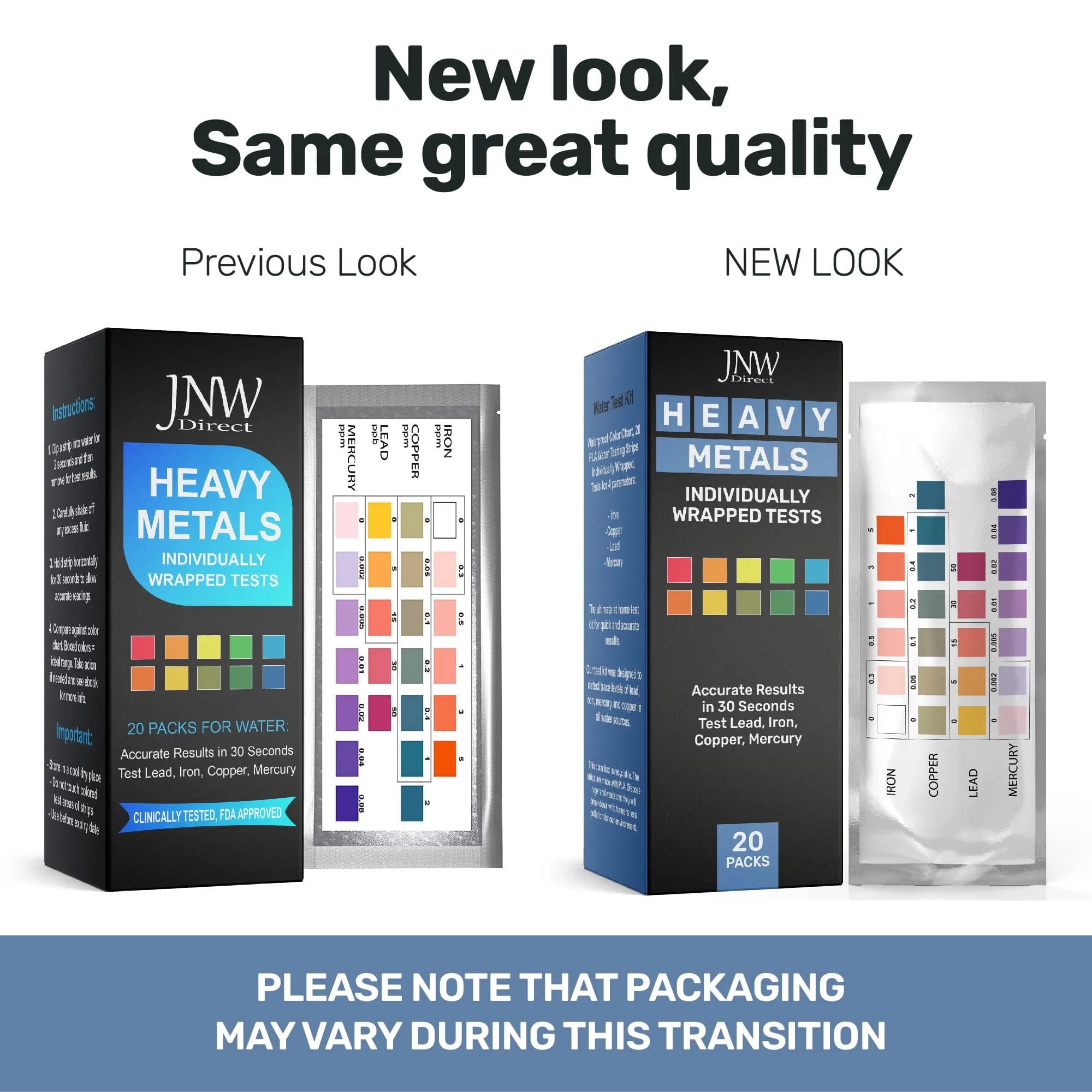 JNW Direct Heavy Metals Water Test Kit 20 Strips | Test Iron, Copper, Lead, Mercury - view 2