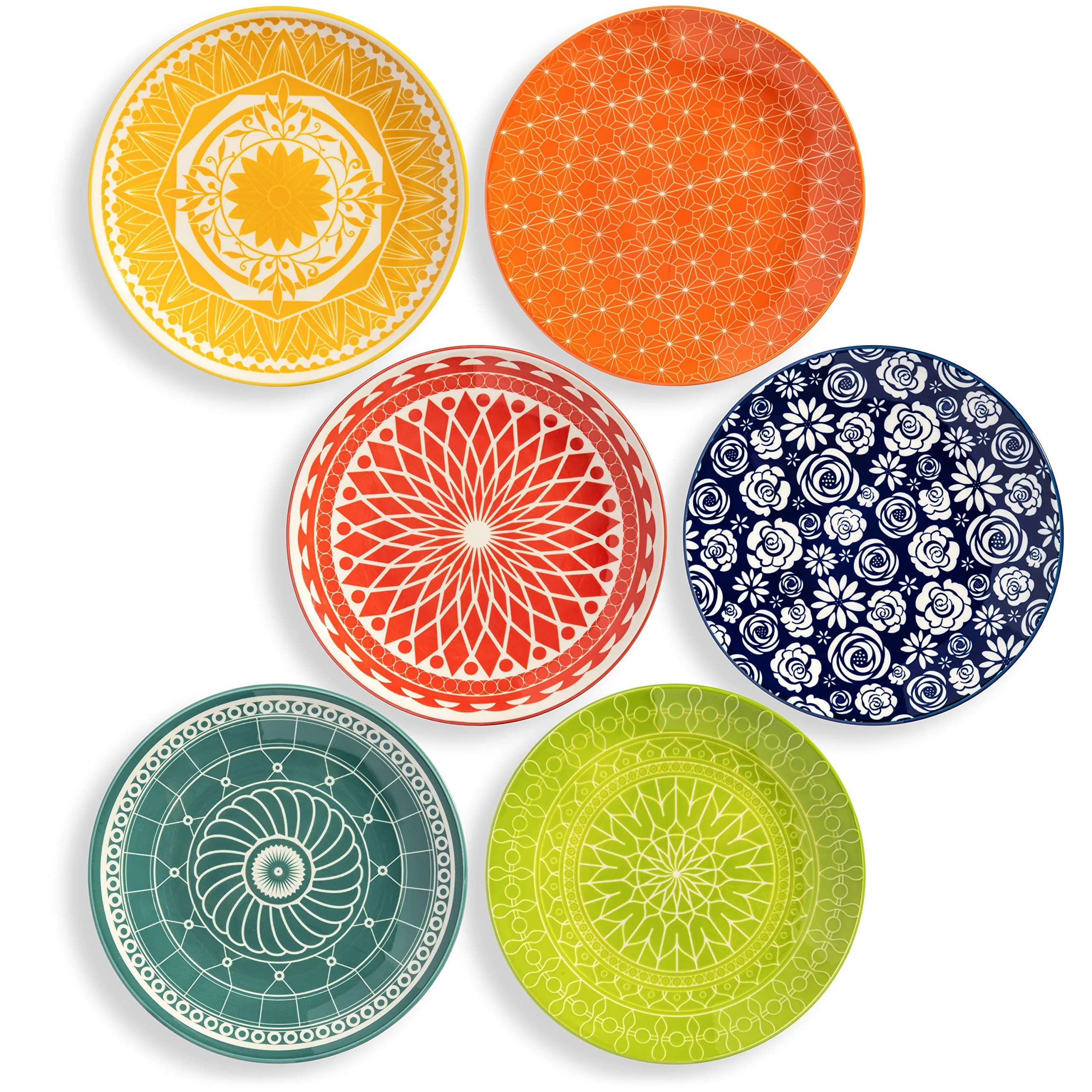 Annovero Salad Plates, 8.5 Inch | Microwave & Dishwasher Safe, Set for 6
