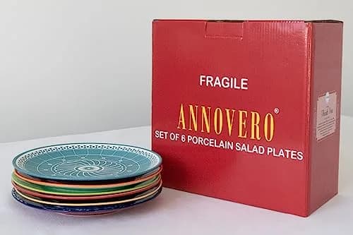 Annovero Salad Plates, 8.5 Inch | Microwave & Dishwasher Safe, Set for 6 thumbnail 8