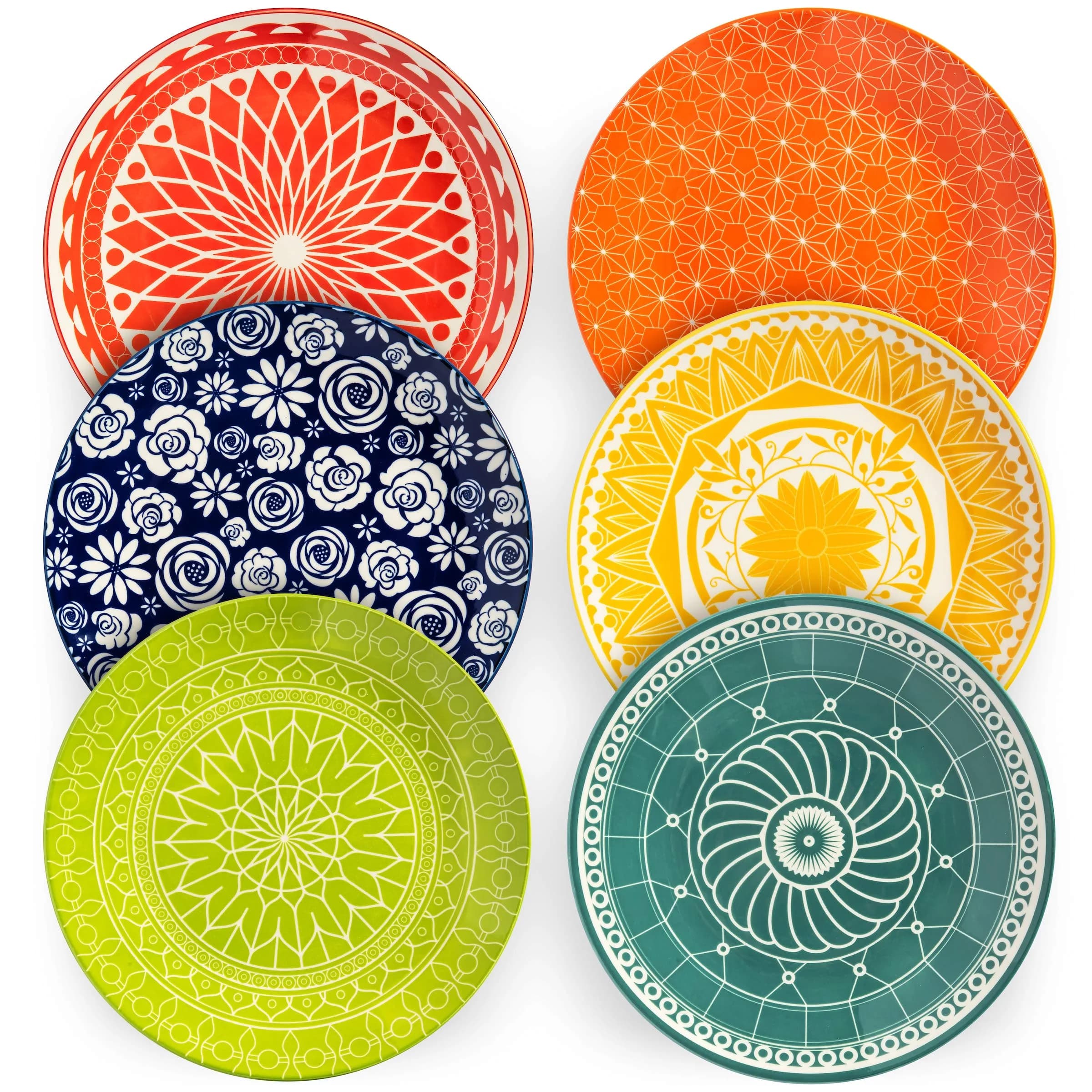Annovero Dinner Plates 10.5 Inch | Vibrant Ceramic Set for Family & Entertaining
