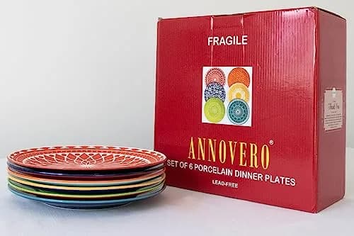 Annovero Dinner Plates 10.5 Inch | Vibrant Ceramic Set for Family & Entertaining thumbnail 8