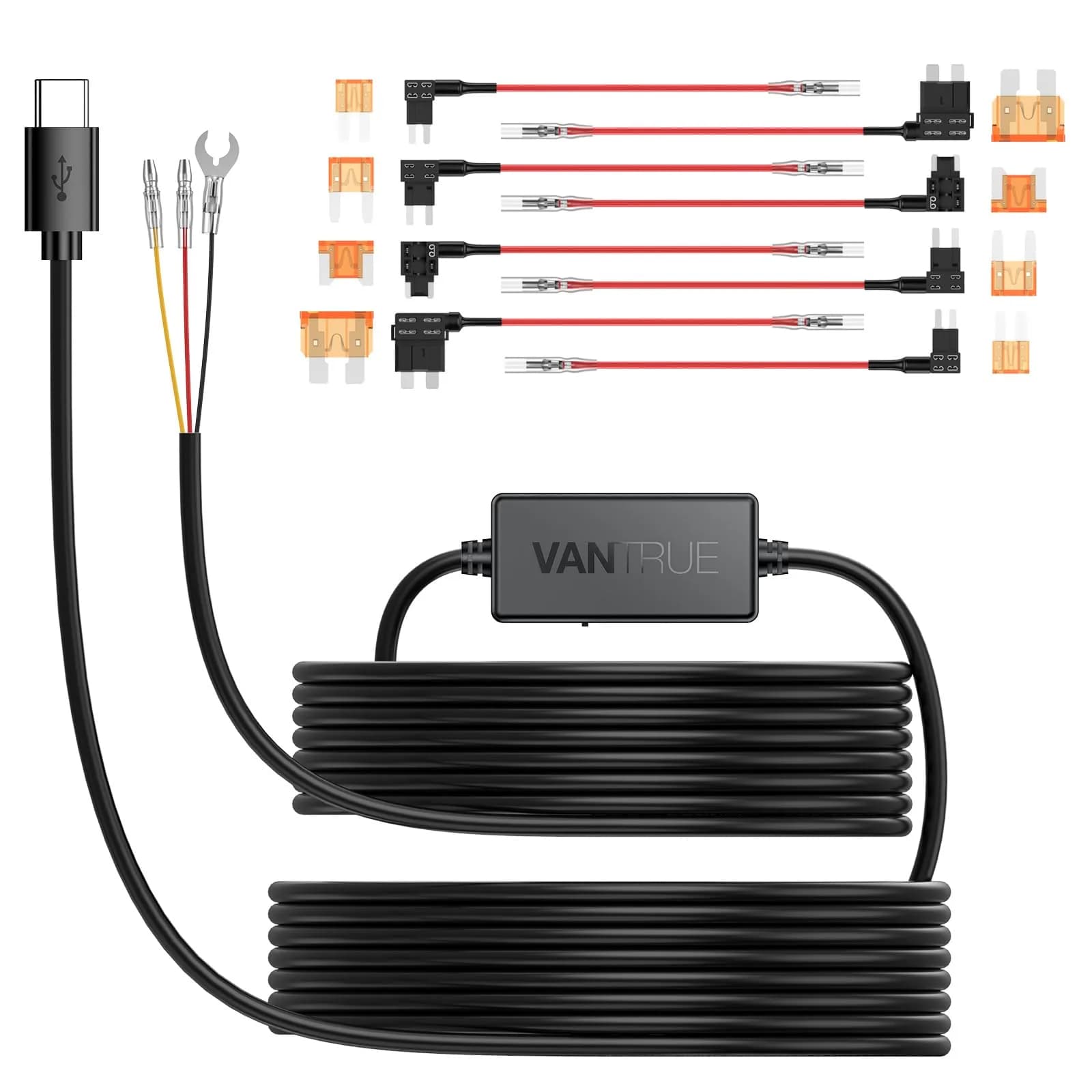 VANTRUE USB-C Hardwire Kit 11.5ft | 12V-24V to 5V ACC Parking Mode