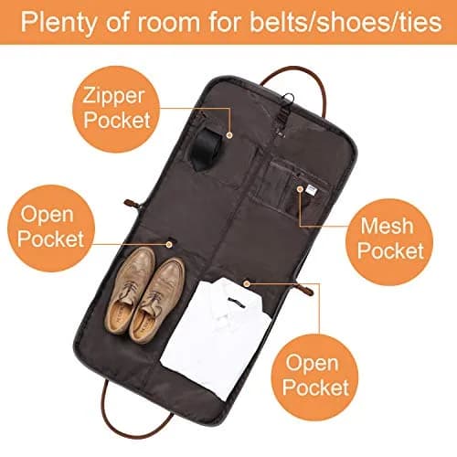 S-ZONE Carry On Garment Bag for Business Travel Canvas Leather Men Women Suit Cover, Blue Stripe-l, L thumbnail 3