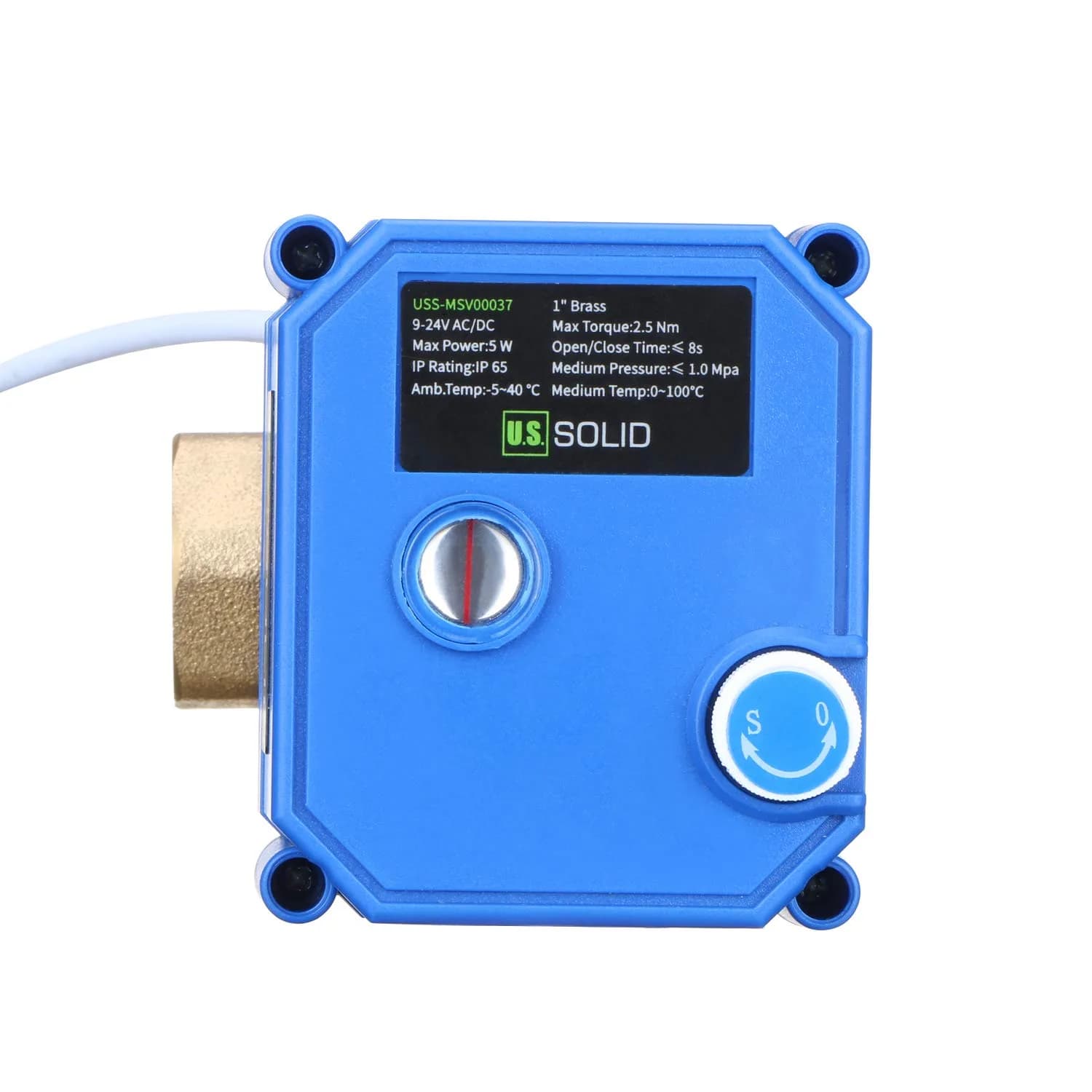 U.S. Solid Motorized Brass Ball Valve 1" Standard Port | 9-24V AC/DC Auto Return - view 7