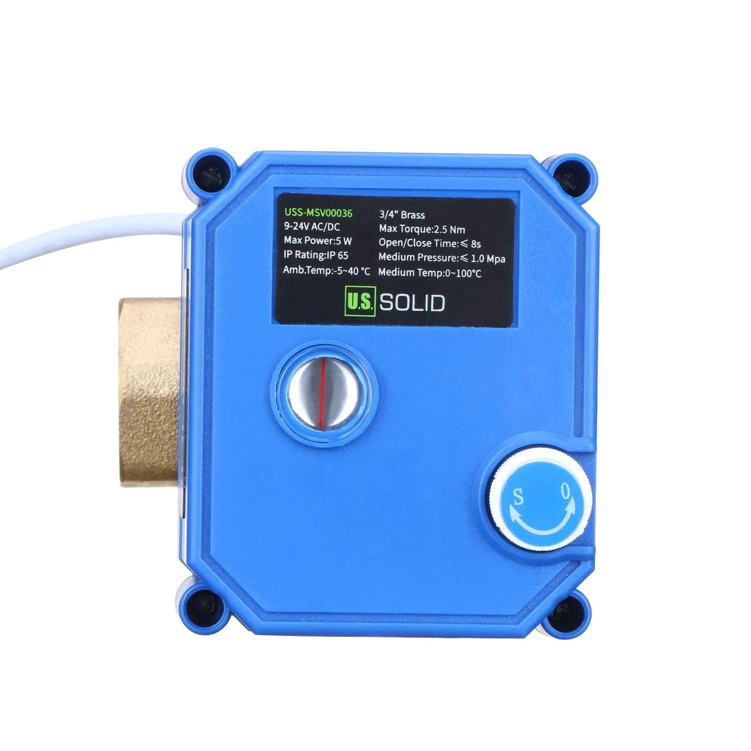 U.S. Solid 3/4 Inch Motorized Ball Valve - 9-24V AC/DC Electric Actuator, Standard Port - view 4