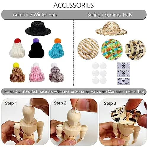 Melphoe 3 Pack Air Plant Holder Wooden Jointed Mannequin Adjustable Pose & DIY Decor (8.5 inch tall, 3 pcs) thumbnail 7
