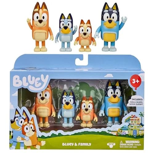 Bluey Family Figure 4-Pack, Poseable Toys with Bingo & Bandit | ASTM-Tested, Non-Toxic Plastic thumbnail 1