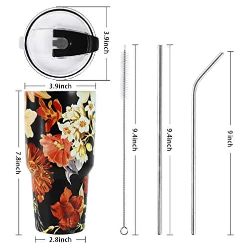 SYACOT 30oz Tumbler Double Wall Stainless Steel Vacuum Insulated Travel Mug with Splash-Proof Lid Metal Straw and Brush | Hot & Cold 30oz thumbnail 2