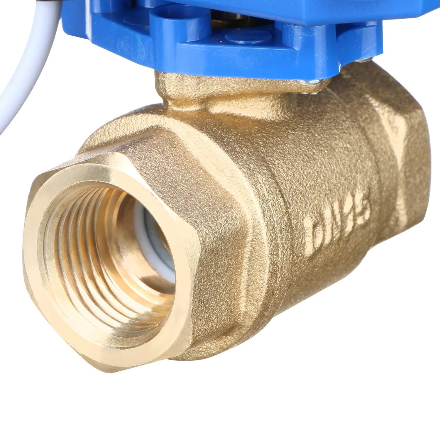 U.S. Solid Motorized Brass Ball Valve 1/2" NPT Full Port 9-24V AC/DC | Auto Return with Manual Function - view 7