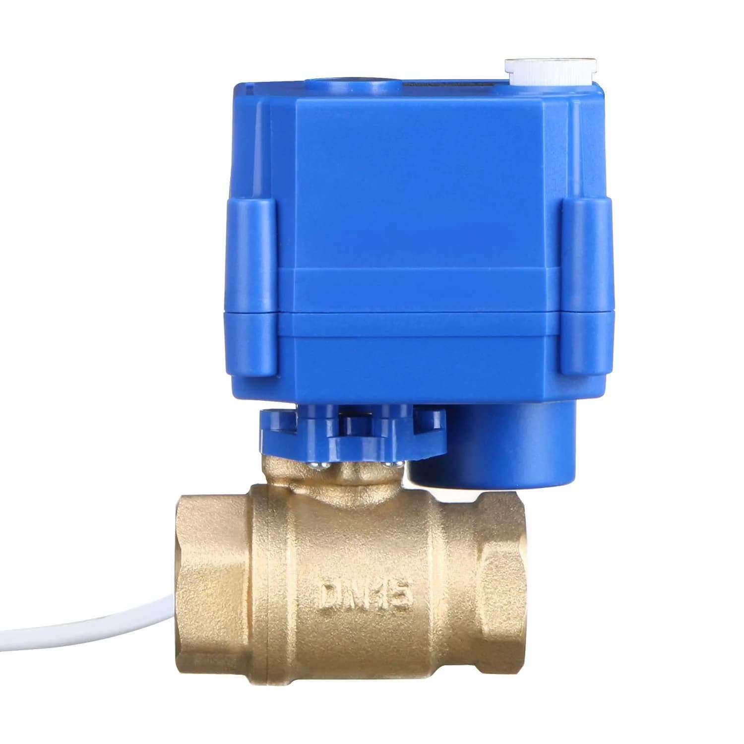 U.S. Solid Motorized Brass Ball Valve 1/2" NPT Full Port 9-24V AC/DC | Auto Return with Manual Function - view 2