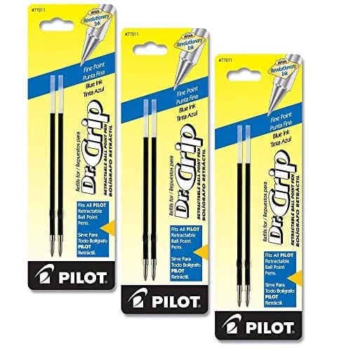 PILOT Dr. Grip Ballpoint Ink Refills for Retractable Pens, Fine Point, Blue Ink, 6 Refills (77211) | Smooth Ink Flow thumbnail 1