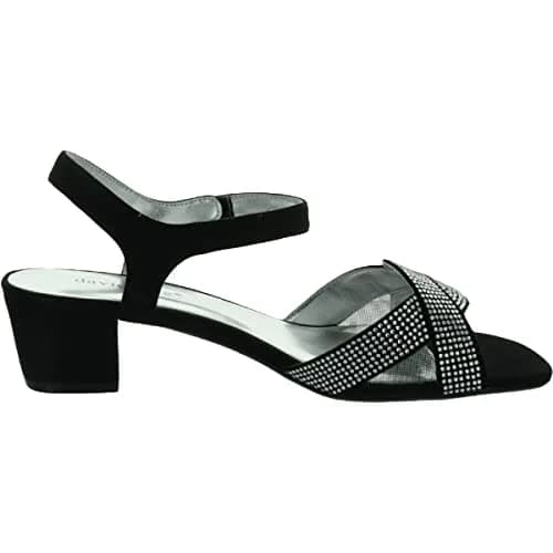 David Tate Rain Black 9 Medium | Rhinestone Strappy Wedge Sandal with Block Heel (9 US) thumbnail 2
