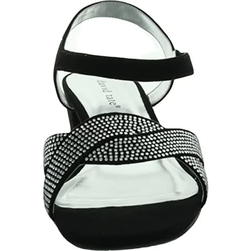 David Tate Rain Black 9 Medium | Rhinestone Strappy Wedge Sandal with Block Heel (9 US) thumbnail 5
