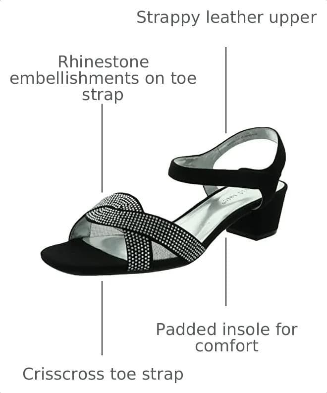 David Tate Rain Black 7 X-Wide Wedge Sandal | Casual Open Toe with Rhinestone Accents thumbnail 3