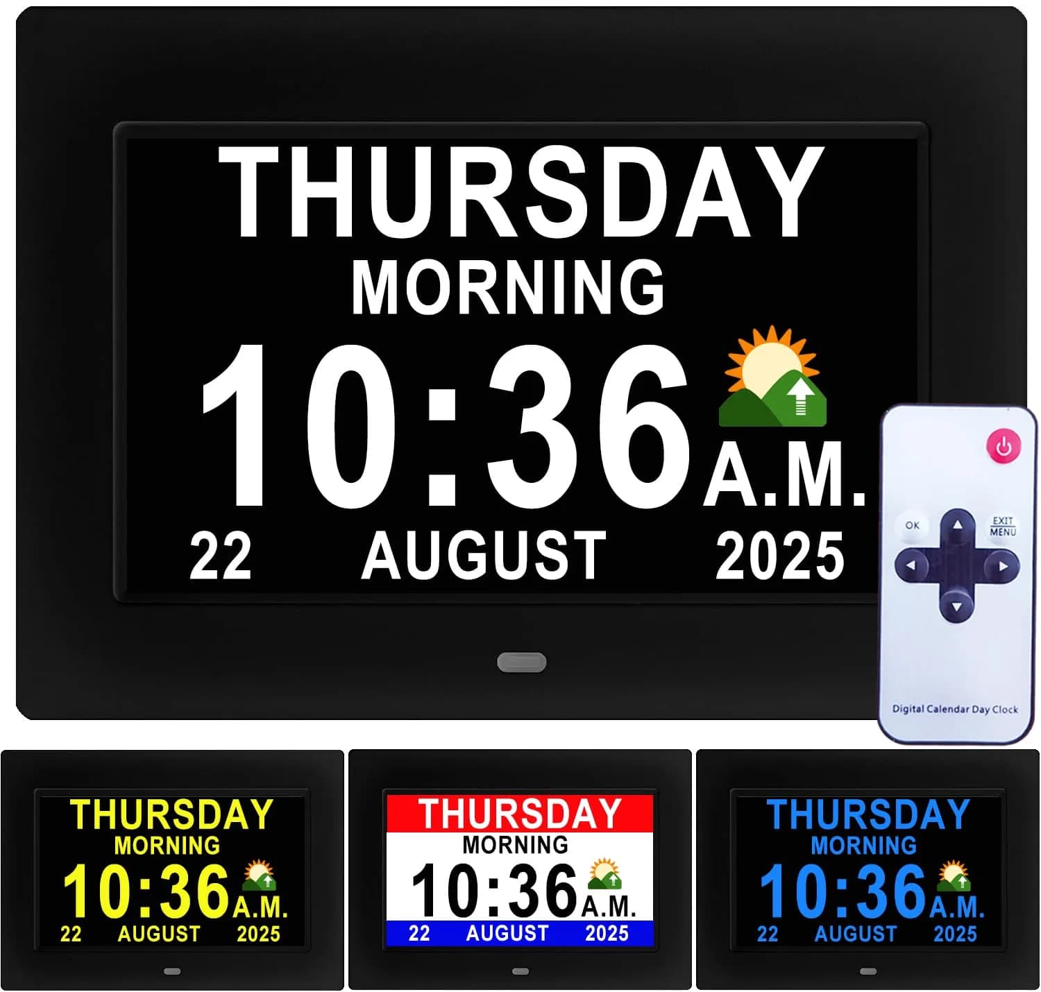 Véfaîî Digital Dementia Clock 7" Large Display Auto Dimmer 19 Alarms for Seniors — 7''