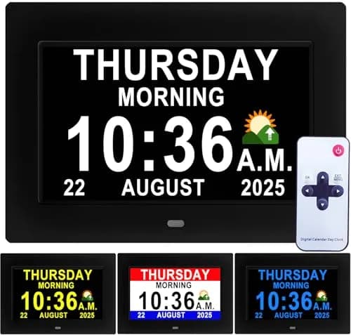 Véfaîî Digital Dementia Clock 7" Large Display Auto Dimmer 19 Alarms for Seniors thumbnail 1