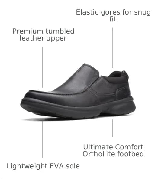 Clarks Collection Men's Bradley Step Loafer Black Tumbled Leather 2.27 kg (5 lb) | Business Casual Slip-On thumbnail 3