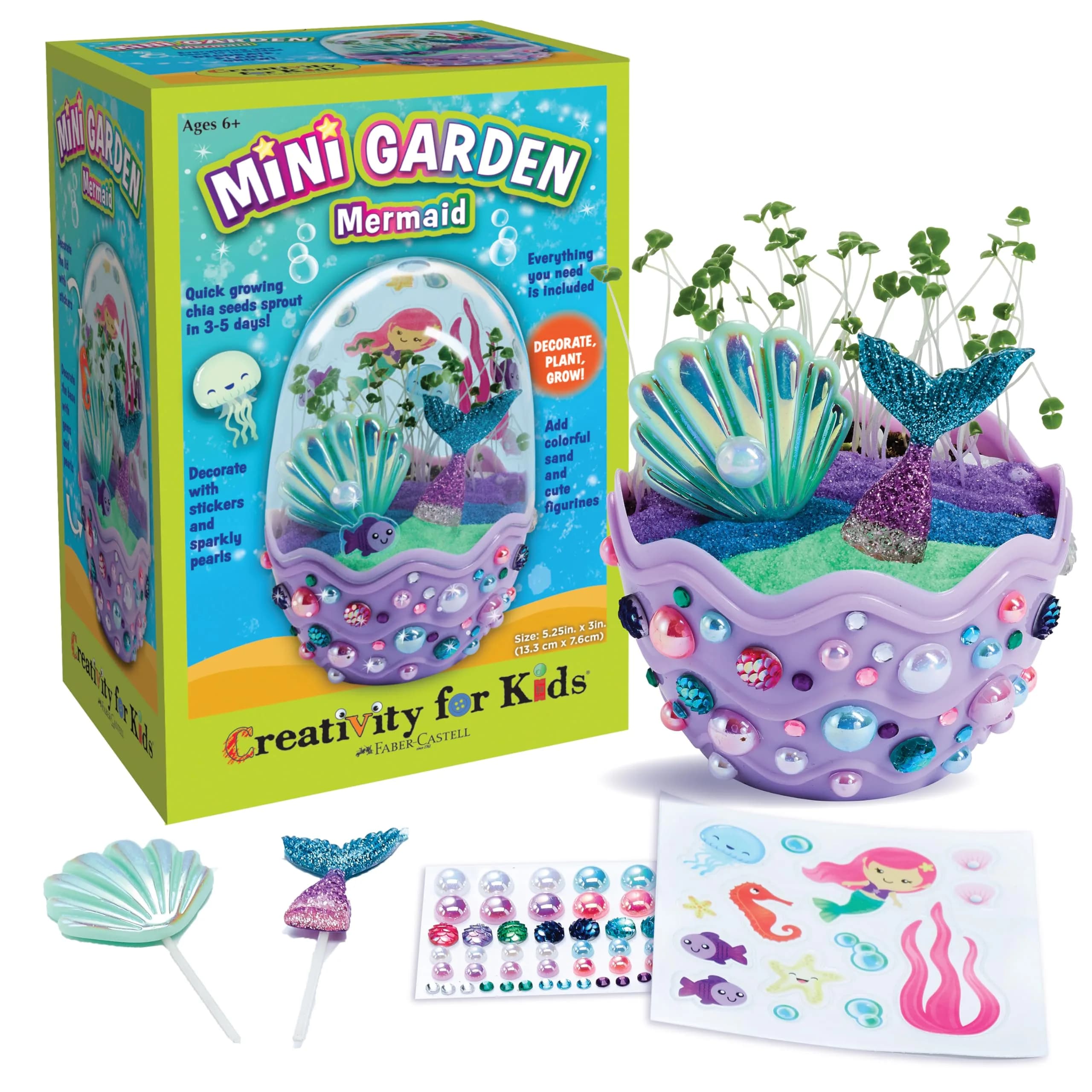 Creativity for Kids Mermaid Terrarium Kit | 17.9 cm (7 in) h x 7.6 cm (3 in) w | Fun STEAM Craft for Ages 6+ - main product image