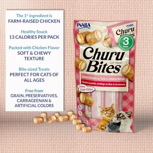 INABA Churu Bites Soft & Chewy Cat Treats, Tuna Scallop Recipe, 18 Tubes (0.35 oz each) | Grain-Free, Low-Calorie, Pill-Friendly thumbnail 5