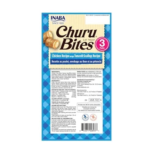 INABA Churu Bites Soft & Chewy Cat Treats, Tuna Scallop Recipe, 18 Tubes (0.35 oz each) | Grain-Free, Low-Calorie, Pill-Friendly thumbnail 8