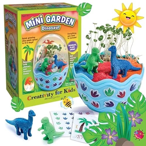 Creativity for Kids Mini Garden Dinosaur Egg Terrarium Kit 17.78cm (7" H) | Grow Your Own Prehistoric World thumbnail 1