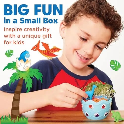 Creativity for Kids Mini Garden Dinosaur Egg Terrarium Kit 17.78cm (7" H) | Grow Your Own Prehistoric World thumbnail 3