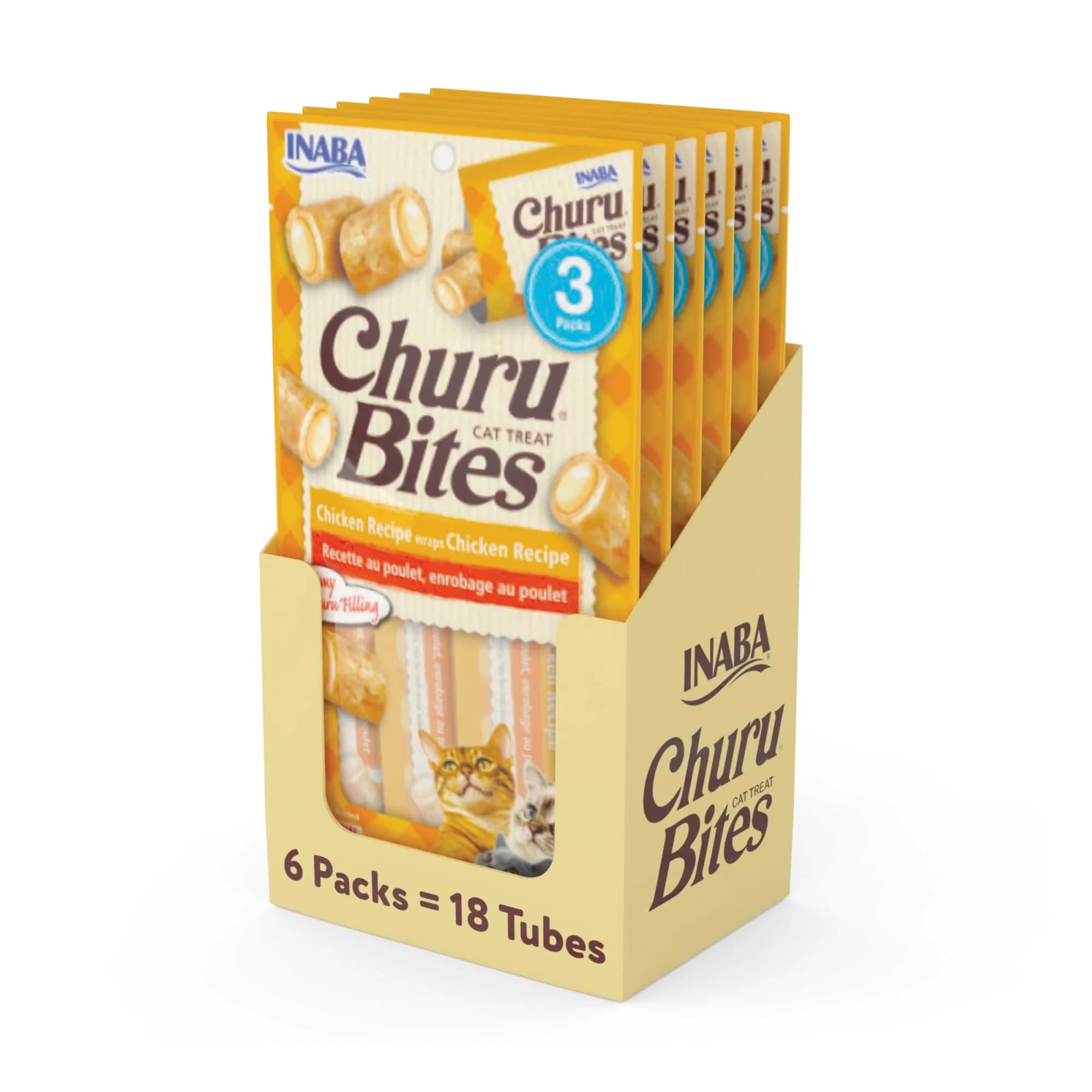 INABA Churu Bites Soft & Chewy Cat Treats, Tuna Scallop Recipe, 18 Tubes (0.35 oz each) | Grain-Free, Low-Calorie, Pill-Friendly — Chicken