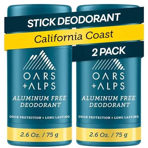 Oars + Alps Aluminum Free Deodorant Stick California Coast 5.2oz (2.6oz x 2) | Odor Protection Without Pit Stains thumbnail 1