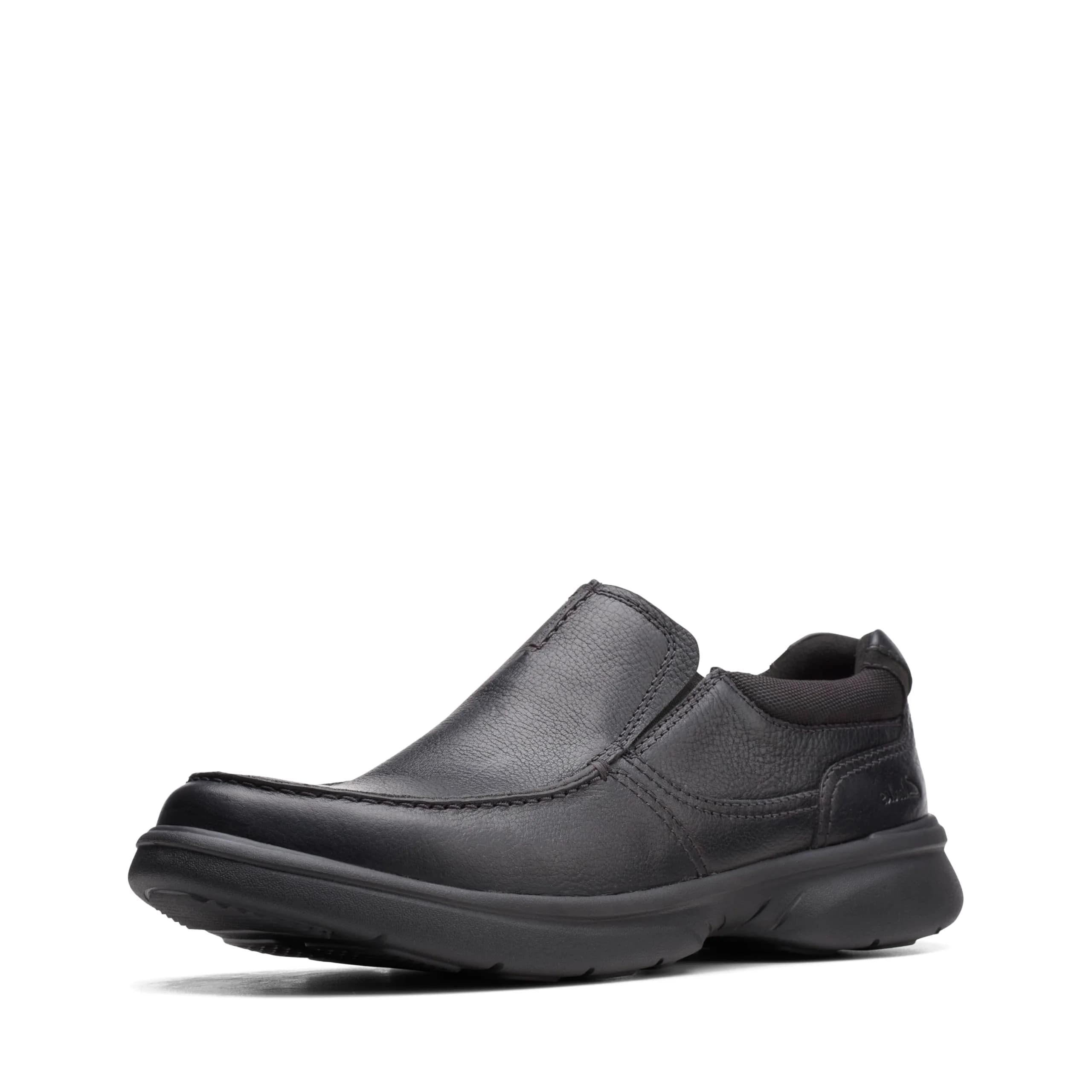 Clarks Men's Bradley Free Loafer, Black Tumbled Leather, 9 | Ultimate Comfort Slip-On with Ortholite — Black Tumbled