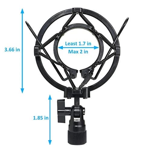 YOUSHARES AT2020 Shock Mount with Pop Filter & Foam Windscreen | Reduces Vibration Noise for Audio Technica AT2020 AT2035 ATR2500 Condenser Mic (Black/Gold) thumbnail 4
