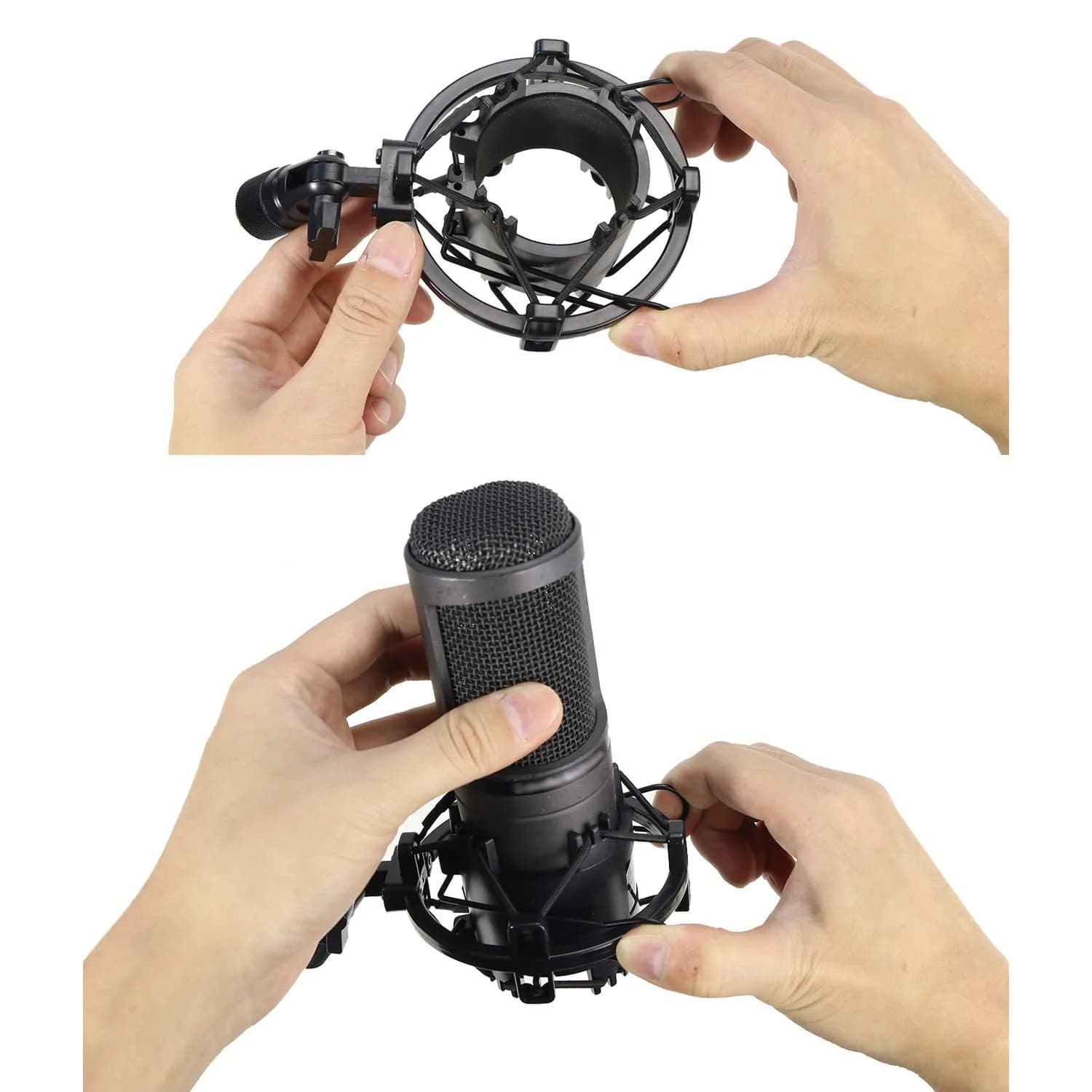 YOUSHARES AT2020 Shock Mount with Pop Filter & Foam Windscreen | Reduces Vibration Noise for Audio Technica AT2020 AT2035 ATR2500 Condenser Mic (Black/Gold) - view 5