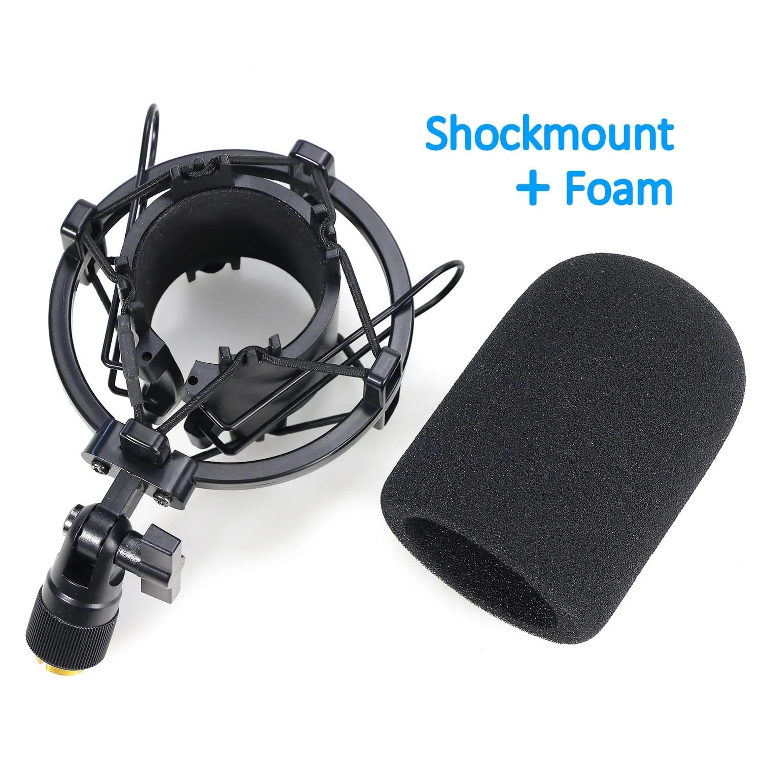 YOUSHARES AT2020 Shock Mount with Pop Filter & Foam Windscreen | Reduces Vibration Noise for Audio Technica AT2020 AT2035 ATR2500 Condenser Mic (Black/Gold) - view 3