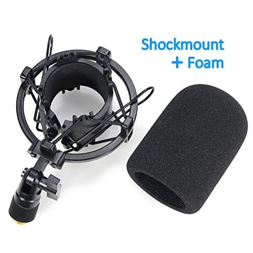 YOUSHARES AT2020 Shock Mount with Pop Filter & Foam Windscreen | Reduces Vibration Noise for Audio Technica AT2020 AT2035 ATR2500 Condenser Mic (Black/Gold) thumbnail 3