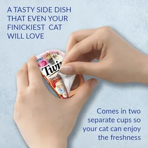 INABA Twins Wet Cat Treat Side Dish, Chicken Flavor, 12 Cups (2.46 oz each) | Hydrating, Low-Calorie Snack for All Life Stages thumbnail 2