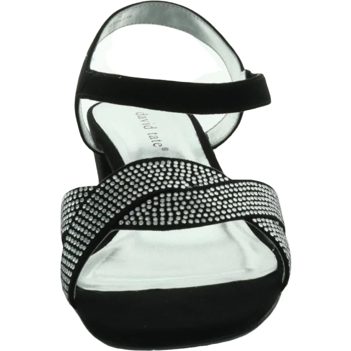 David Tate Rain Black Wedge Sandal 8.5 Wide | Satin & Rhinestone Slip-On (70-120c) thumbnail 5