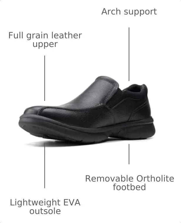 Clarks Bradley Step Loafer Black Tumbled 8 W | Slip-On Comfort with Ortholite thumbnail 3