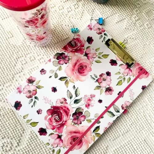 Steel Mill & Co. Clipboard Folio with Notepad, Rose Floral | Refillable, Trendy & Compact Organizer thumbnail 4