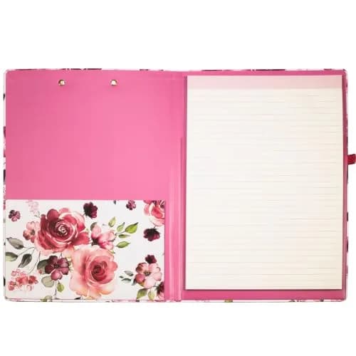 Steel Mill & Co. Clipboard Folio with Notepad, Rose Floral | Refillable, Trendy & Compact Organizer thumbnail 2