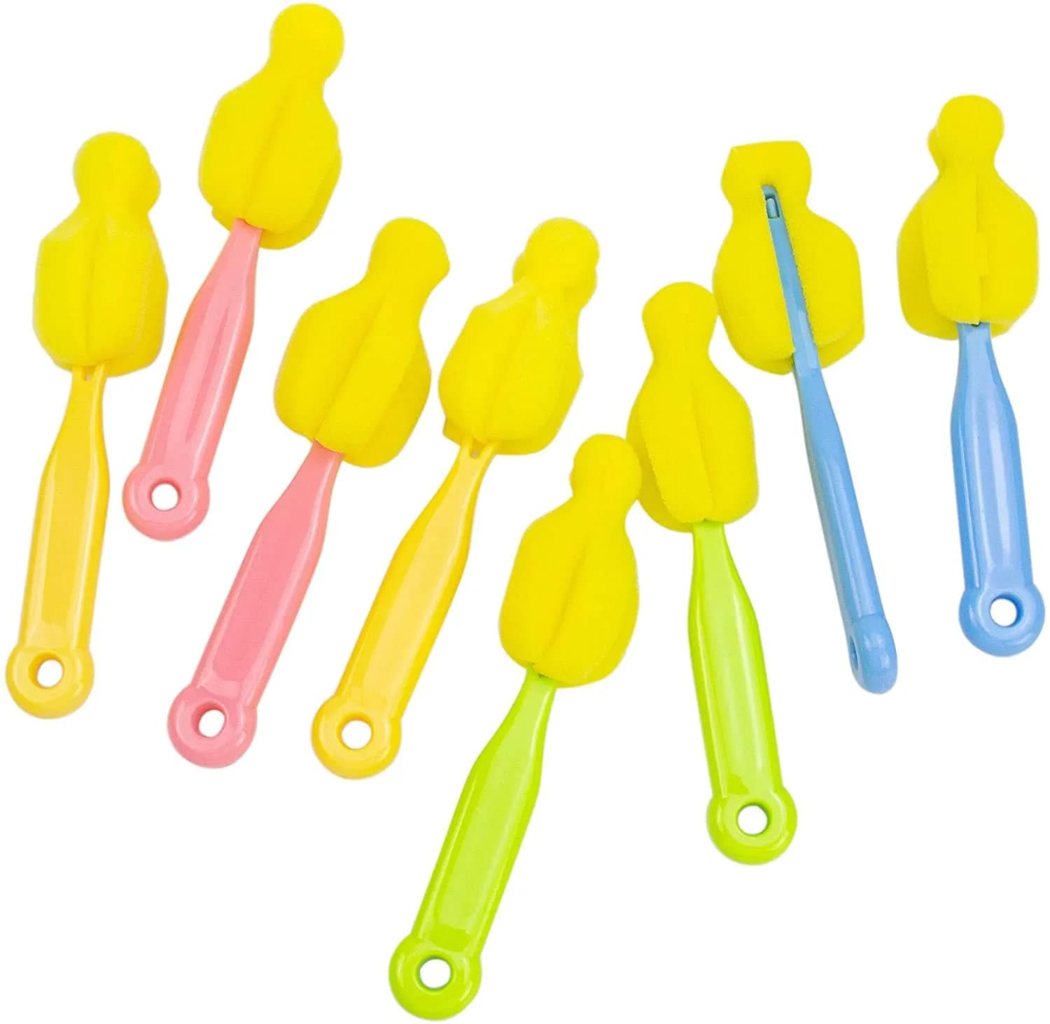 AUEAR Milk Bottle Nipple Brushes Pacifier Sponge Cleaning Set (8 Pcs, Blue/Pink/Yellow/Green) | Fits Standard Nipples - view 7