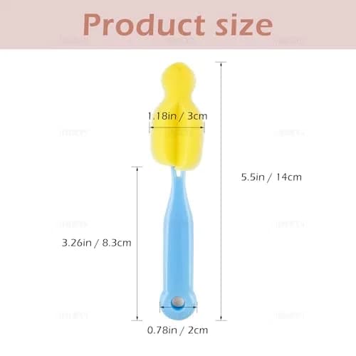 AUEAR Milk Bottle Nipple Brushes Pacifier Sponge Cleaning Set (8 Pcs, Blue/Pink/Yellow/Green) | Fits Standard Nipples thumbnail 2